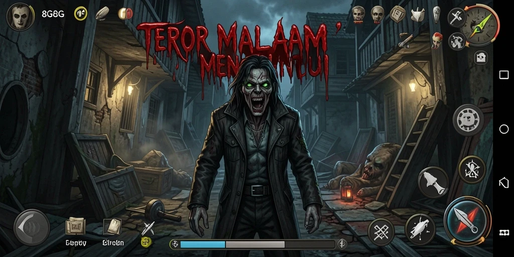 Screenshot gameplay dari 8G8G yang menampilkan suasana horor.