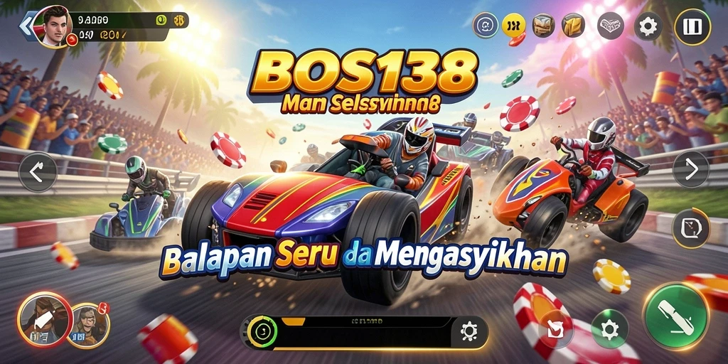 Tampilan gameplay BOS138 dengan aksi balapan yang mendebarkan.