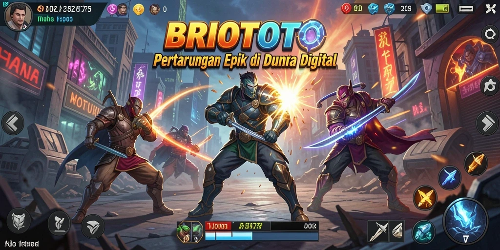 Gameplay BRIOTOTO yang mendebarkan dengan pertarungan intens.