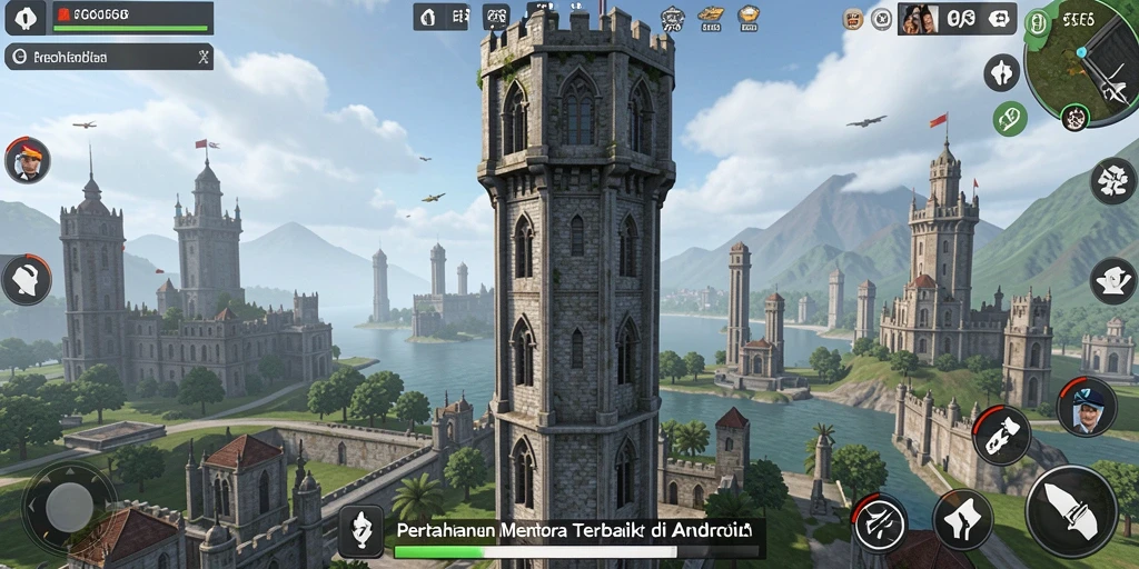 Tampilan gameplay G668 dengan menara dan musuh dalam pertempuran.