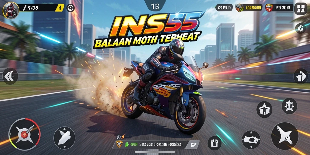 Gameplay seru di INS55 dengan balapan motor yang mendebarkan.