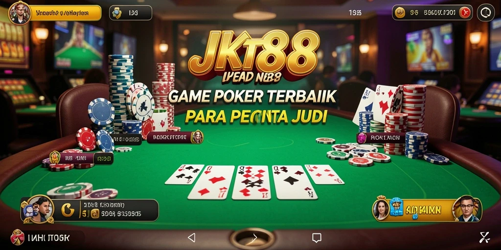 Tampilan tangkapan layar JKT88 menunjukkan suasana permainan Poker yang seru.