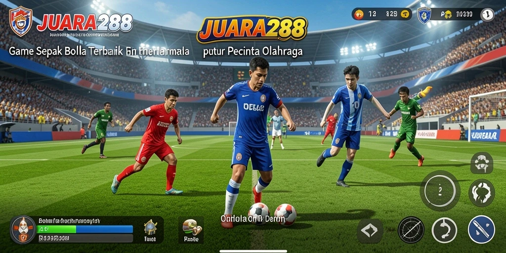 Screenshot gameplay JUARA288 dengan pemain sepak bola beraksi di lapangan.