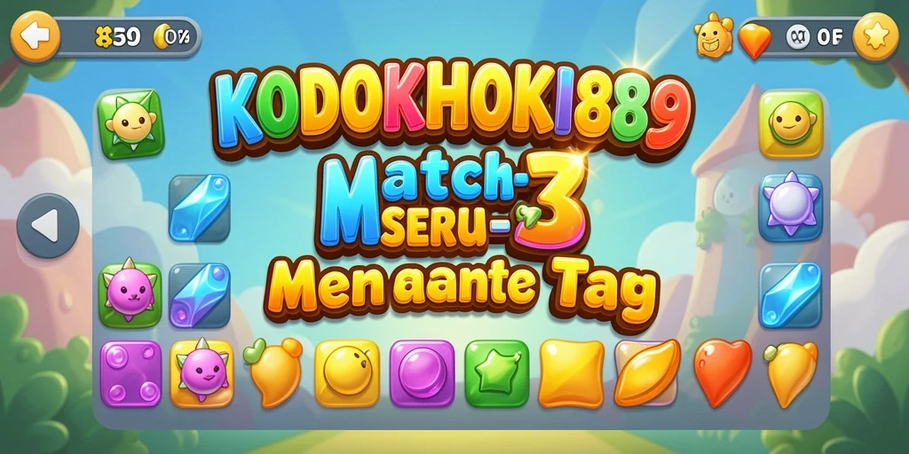 Tampilan gameplay seru dari KODOKHOKI889 dengan level Match-3 yang menantang.