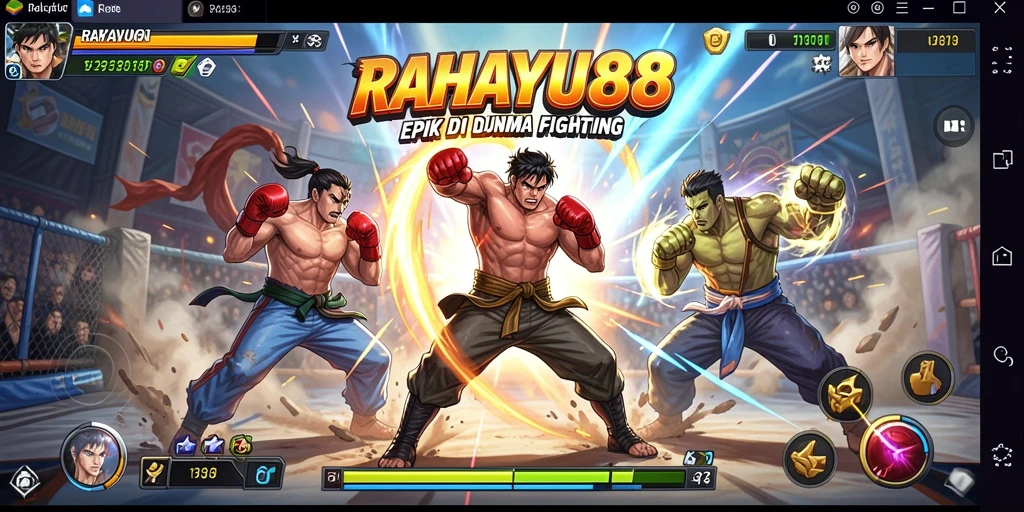 Screenshot gameplay RAHAYU88 menampilkan aksi pertarungan yang mendebarkan.