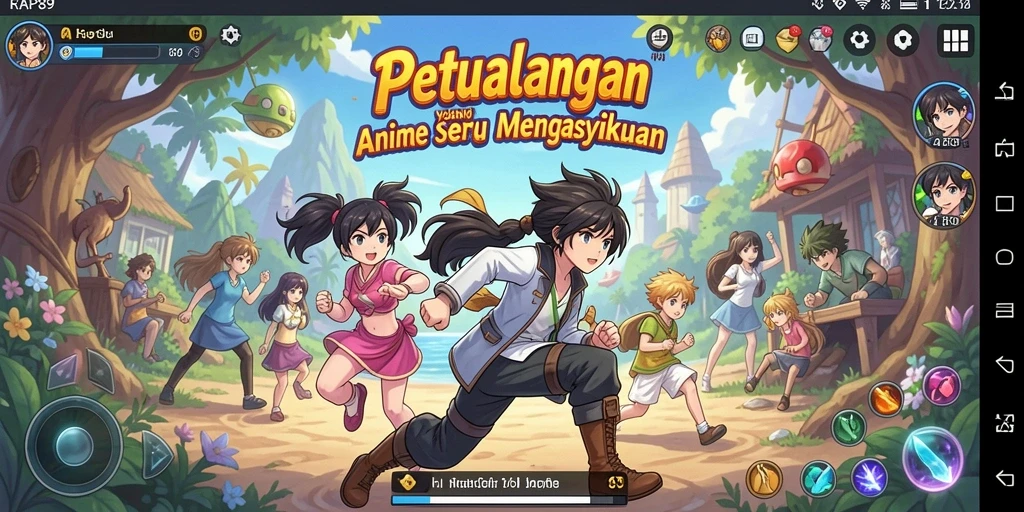 Screenshot menampilkan serunya gameplay dengan karakter Anime.