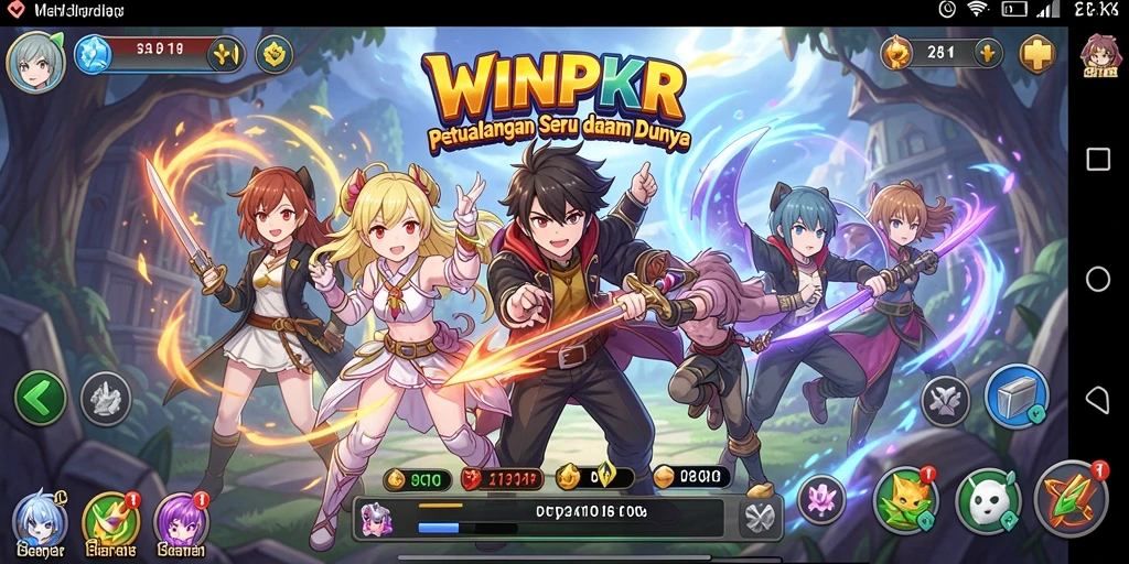 Screenshot gameplay WINPKR menampilkan aksi seru dalam dunia Anime.